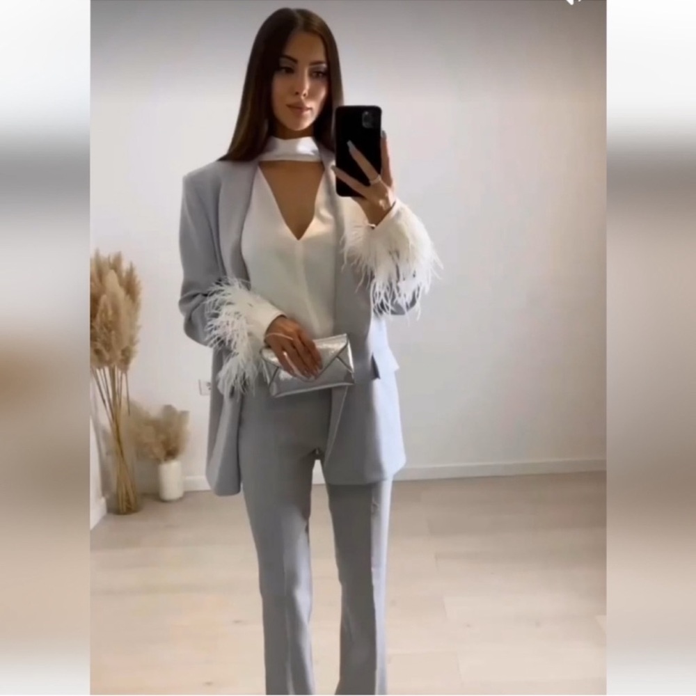 ZARA COMBINATION SATIN EFFECT BLAZER